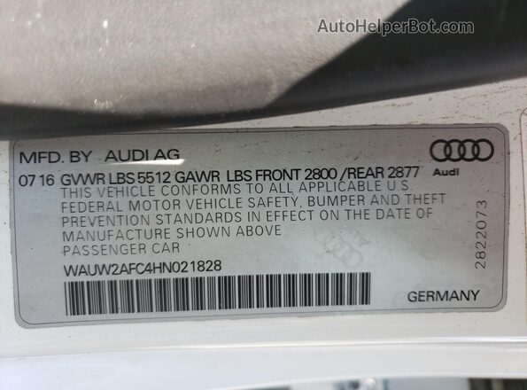 WAUW2AFC4HN021828 2017 AUDI OTHER White Widok tylnych siedzeń