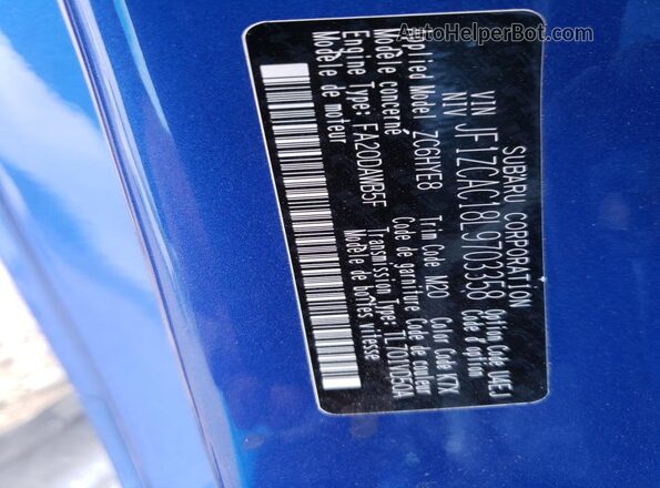JF1ZCAC18L9703358 2020 SUBARU BRZ Blue Widok tylnych siedzeń
