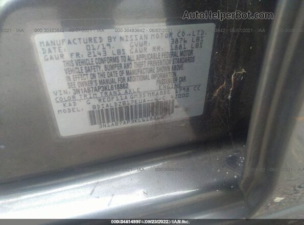 3N1AB7AP3KL618862 2019 NISSAN SENTRA  Widok komory silnika