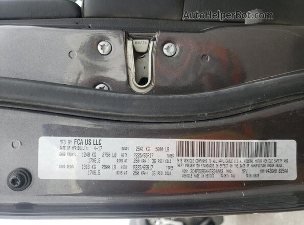3C4PDDBG4HT654003 2017 DODGE JOURNEY Gray VIN კოდის სტიკერის ხედი
