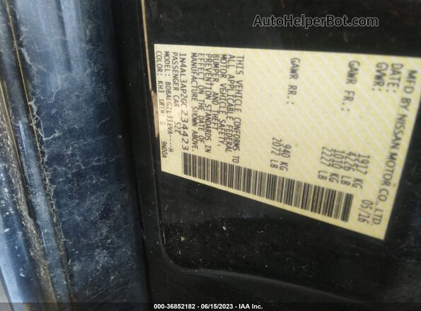 1N4AL3AP2GC234423 2016 NISSAN ALTIMA Black Вид підкапотного простору