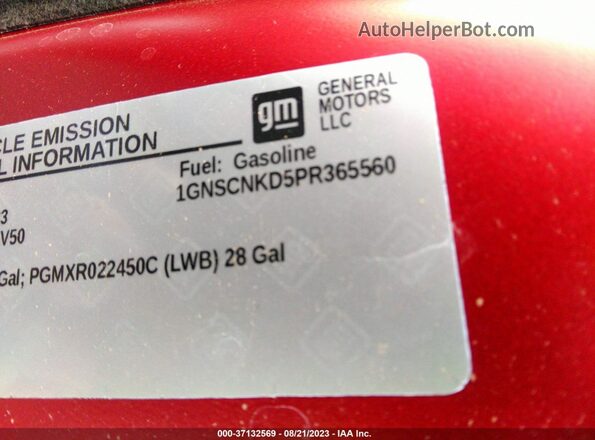 1GNSCNKD5PR365560 2023 CHEVROLET TAHOE Red Vista del compartimento del motor