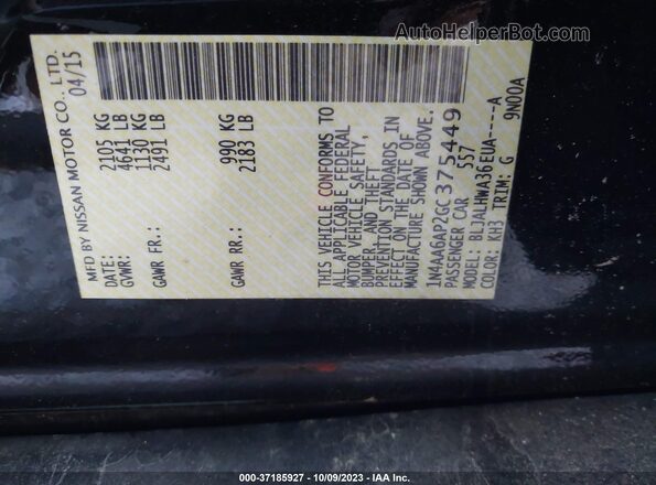 1N4AA6AP2GC375449 2016 NISSAN MAXIMA Black Շարժիչի բաժամունքի տեսք
