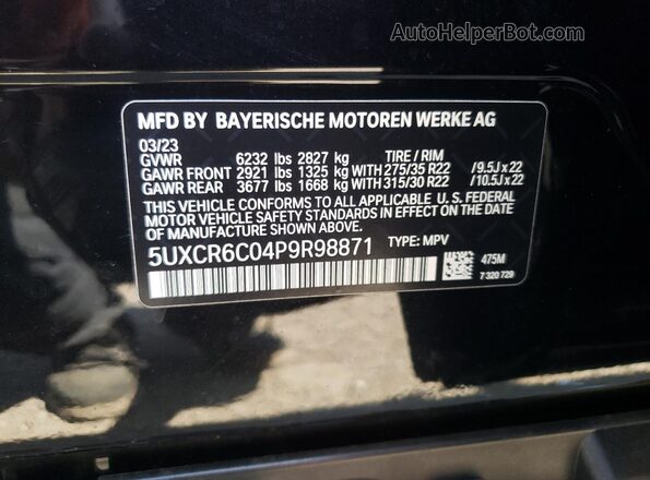 5UXCR6C04P9R98871 2023 BMW X5 Black 