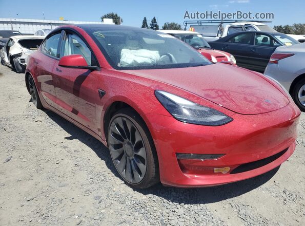 5YJ3E1EC2NF310604 2022 TESLA MODEL Red Front right