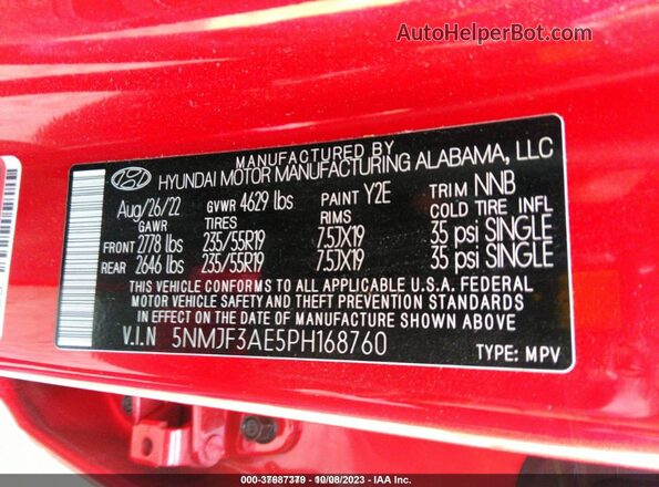5NMJF3AE5PH168760 2023 HYUNDAI TUCSON Red Engine compartment view