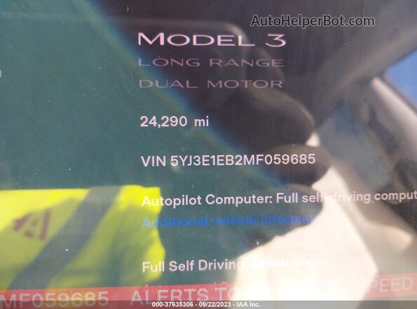 5YJ3E1EB2MF059685 2021 TESLA MODEL 3 Синий Вид задних сидений