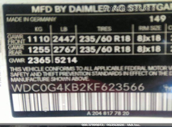 WDC0G4KB2KF623566 2019 MERCEDES-BENZ GLC-CLASS White Շարժիչի բաժամունքի տեսք