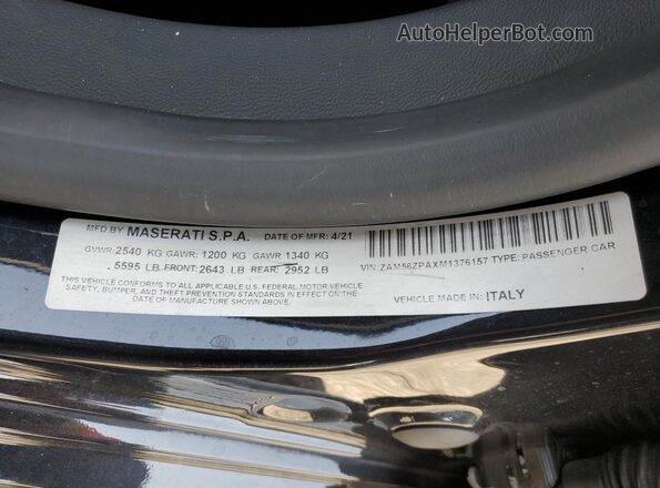 ZAM56ZPAXM1376157 2021 MASERATI QUATTROPOR Black 