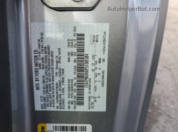 1FATP8UHXP5100584 2023 FORD MUSTANG Silver Вид наклейки з VIN-кодом