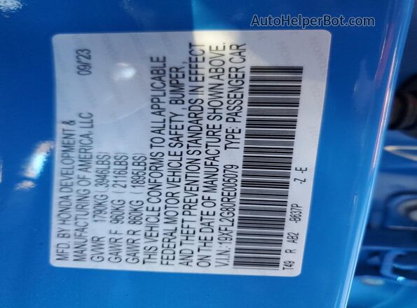 19XFL2G80RE005079 2024 HONDA CIVIC Blue Widok komory silnika