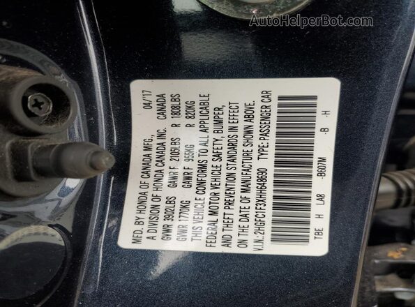 2HGFC1F3XHH648690 2017 HONDA CIVIC Gray 