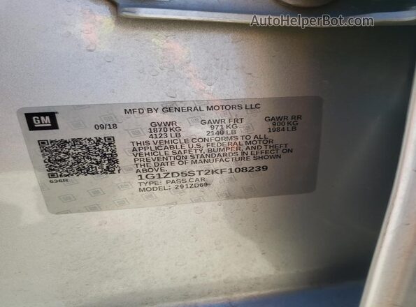 1G1ZD5ST2KF108239 2019 CHEVROLET MALIBU Серебряный Вид подкапотного пространства