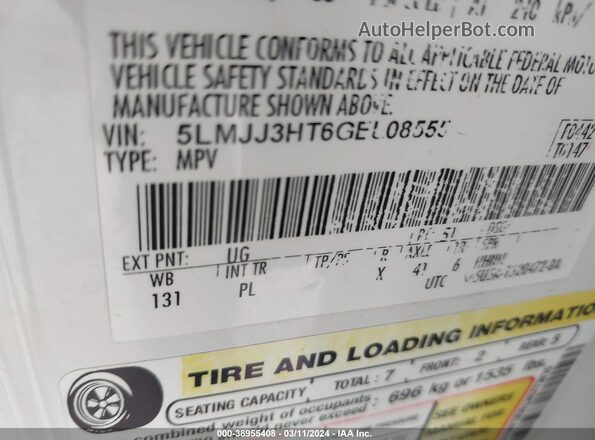 5LMJJ3HT6GEL08555 2016 LINCOLN NAVIGATOR L White Engine compartment view