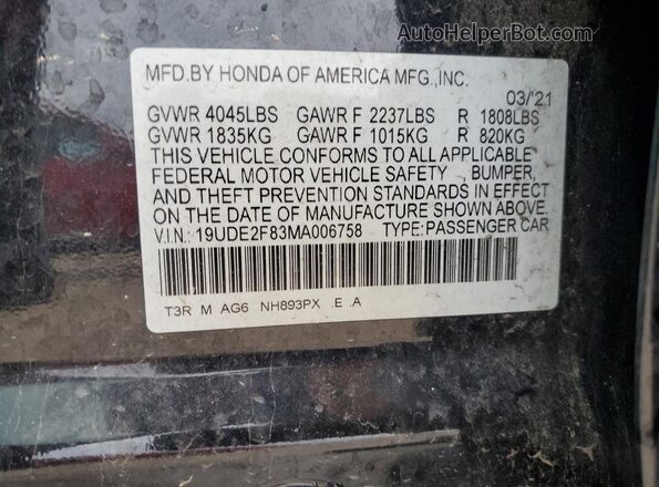 19UDE2F83MA006758 2021 ACURA ILX Black 