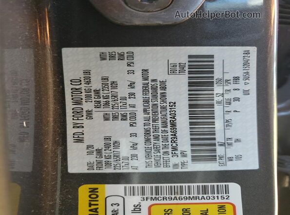 3FMCR9A69MRA03152 2021 FORD BRONCO Gray 