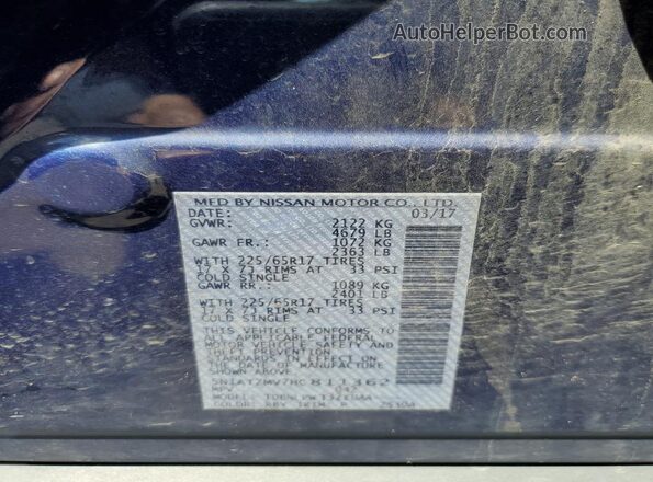 5N1AT2MV7HC811362 2017 NISSAN ROGUE Blue 