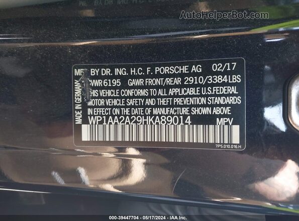 WP1AA2A29HKA89014 2017 PORSCHE CAYENNE Black Widok komory silnika