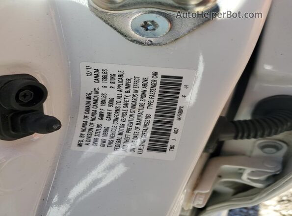 2HGFC2F74JH522193 2018 HONDA CIVIC White Вид підкапотного простору