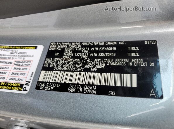 2T2BAMBA6PC005072 2023 LEXUS RX Silver 