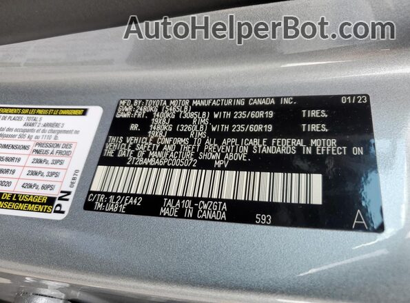 2T2BAMBA6PC005072 2023 LEXUS RX Silver 