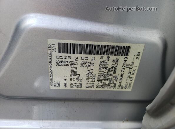 5N1AT3BA8MC737949 2021 NISSAN ROGUE Серебряный Панорамный вид салона 360°