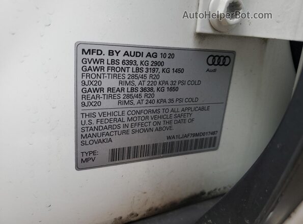 WA1LJAF79MD017487 2021 AUDI Q7 Белый 