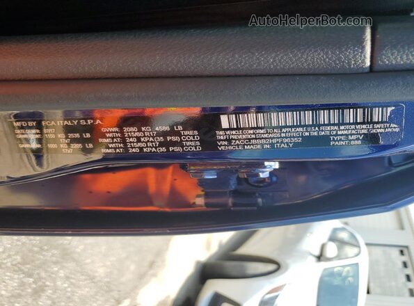 ZACCJBBB2HPF96352 2017 JEEP RENEGADE Синий Вид подкапотного пространства