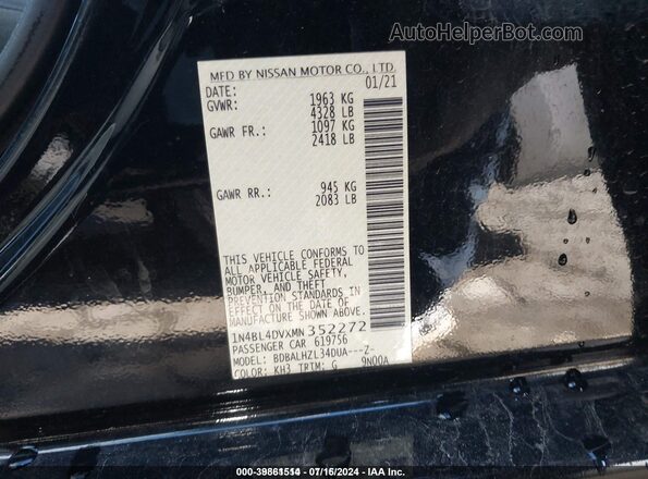 1N4BL4DVXMN352272 2021 NISSAN ALTIMA Black Вид підкапотного простору