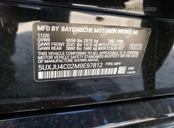 5UXJU4C02M9E97812 2021 BMW X5 Black 