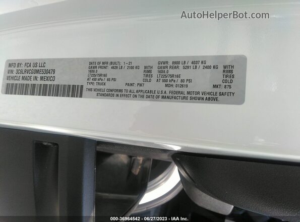 3C6LRVCG0ME530479 2021 RAM PROMASTER 2500 White Вид підкапотного простору