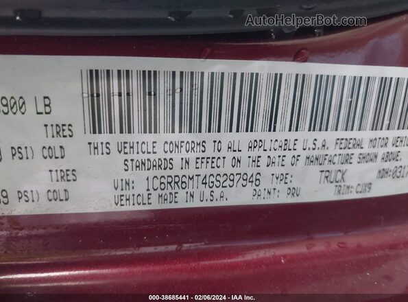 1C6RR6MT4GS297946 2016 RAM 1500 Темно-бордовый Вид подкапотного пространства