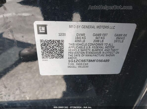 1G1ZC5ST8MF056489 2021 CHEVROLET MALIBU Черный Вид подкапотного пространства