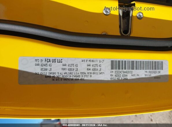 2C3CDXCT8HH620722 2017 DODGE CHARGER Желтый Вид подкапотного пространства