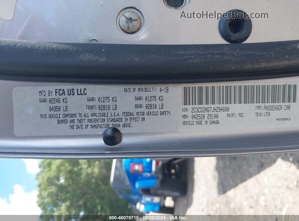 2C3CDZAG7JH294600 2018 DODGE CHALLENGER Silver Вид підкапотного простору