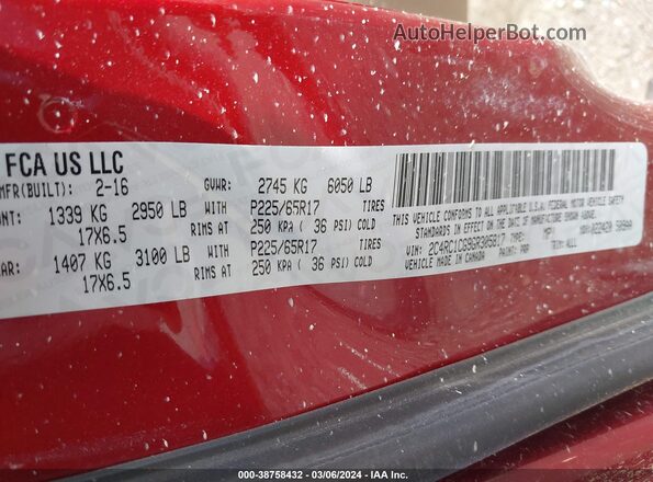 2C4RC1CG9GR305817 2016 CHRYSLER TOWN & COUNTRY Red Widok komory silnika