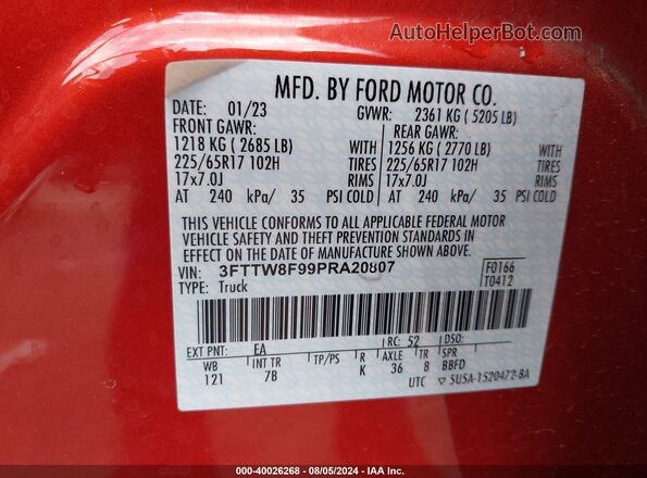 3FTTW8F99PRA20807 2023 FORD MAVERICK Orange Widok komory silnika