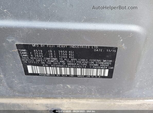 4S3BNAC60G3026574 2016 SUBARU LEGACY Silver 