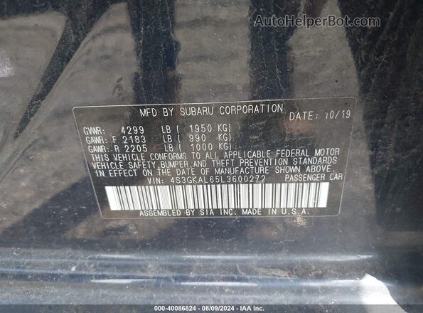 4S3GKAL65L3600272 2020 SUBARU IMPREZA Blue 