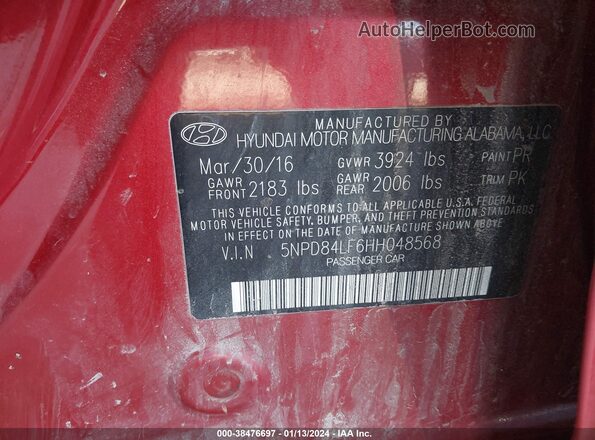 5NPD84LF6HH048568 2017 HYUNDAI ELANTRA Red Vista del compartimento del motor