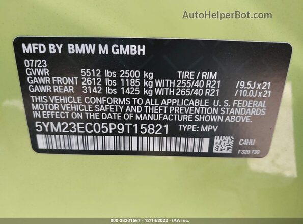 5YM23EC05P9T15821 2023 BMW X4 Green Vista del compartimento del motor