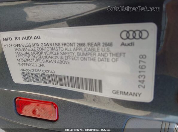 WAUC4CF52MA063149 2021 AUDI S5 Gray Շարժիչի բաժամունքի տեսք