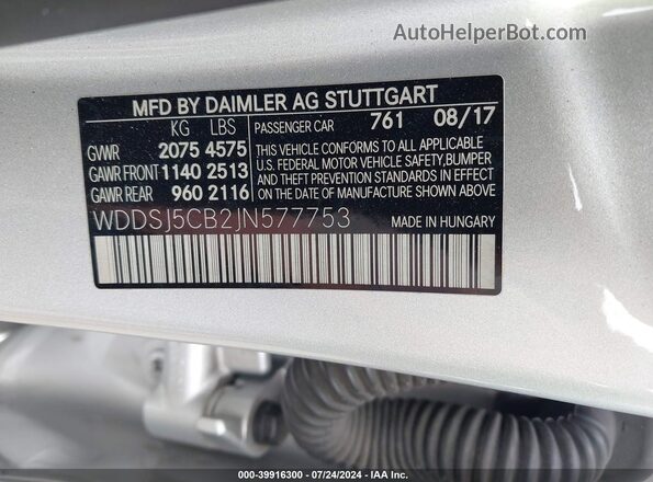 WDDSJ5CB2JN577753 2018 MERCEDES-BENZ AMG CLA 45 Silver Շարժիչի բաժամունքի տեսք