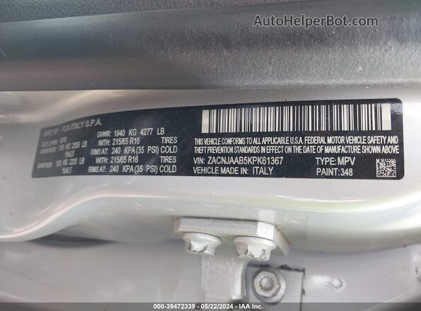 ZACNJAAB5KPK61367 2019 JEEP RENEGADE Серый Вид подкапотного пространства