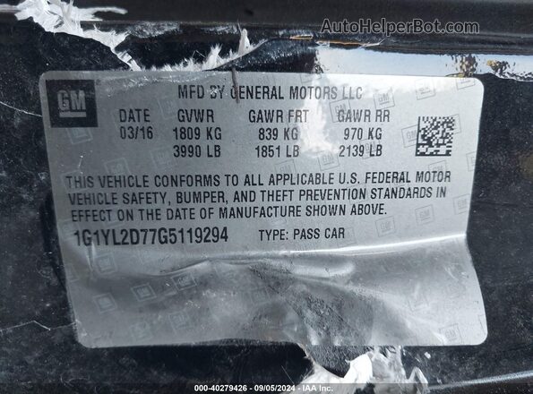 1G1YL2D77G5119294 2016 CHEVROLET CORVETTE Black Vista del compartimento del motor