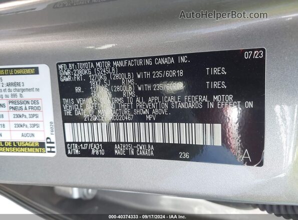 2T2GKCEZ3RC020467 2024 LEXUS NX 350H Gray ძრავის განყოფილების ხედი