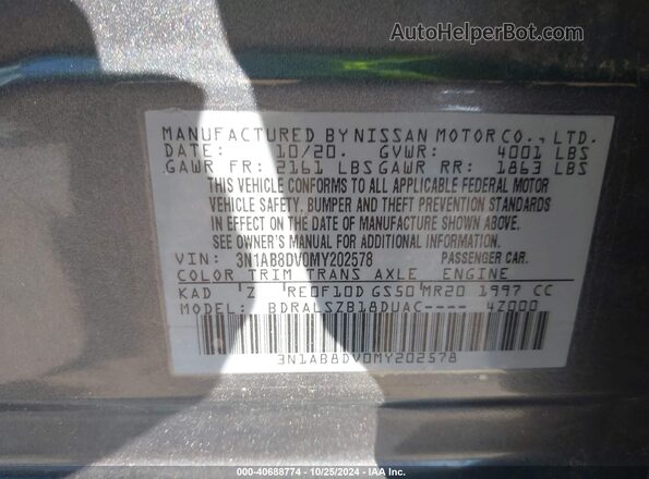 3N1AB8DV0MY202578 2021 NISSAN SENTRA Серый Вид подкапотного пространства