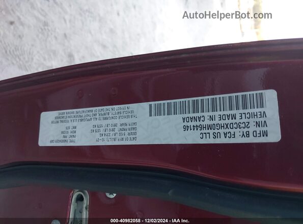 2C3CDXHG0MH644146 2021 DODGE CHARGER Maroon Vista del compartimento del motor