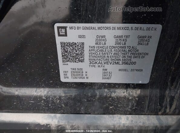 3GKALVEV2ML366200 2021 GMC TERRAIN Black Widok komory silnika