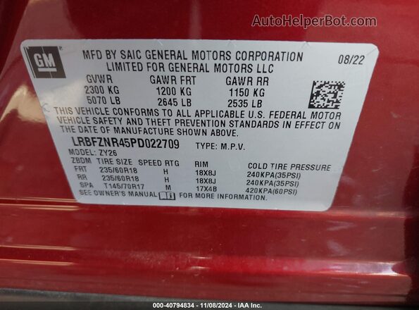 LRBFZNR45PD022709 2023 BUICK ENVISION Maroon Engine compartment view
